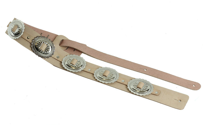 2 1/4" Wide Large Oval Concho Beige Saddle Classic Guitar Strap