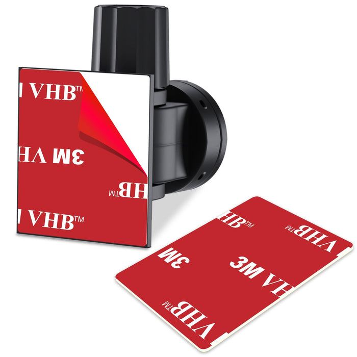 Dash cam mount with protective adhesive films and red label cards