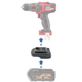 AEG 18V to Ozito 18V PXC battery adapter - compatibility diagram showing battery, adapter and drill driver