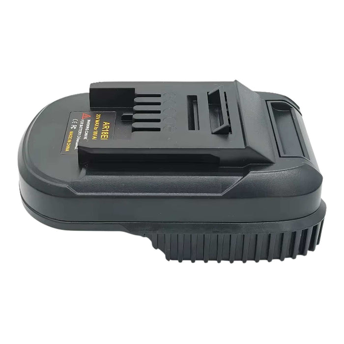 AEG 18V to Ozito 18V PXC battery adapter - tool-side plateau upward over the ribbed battery-side skirt