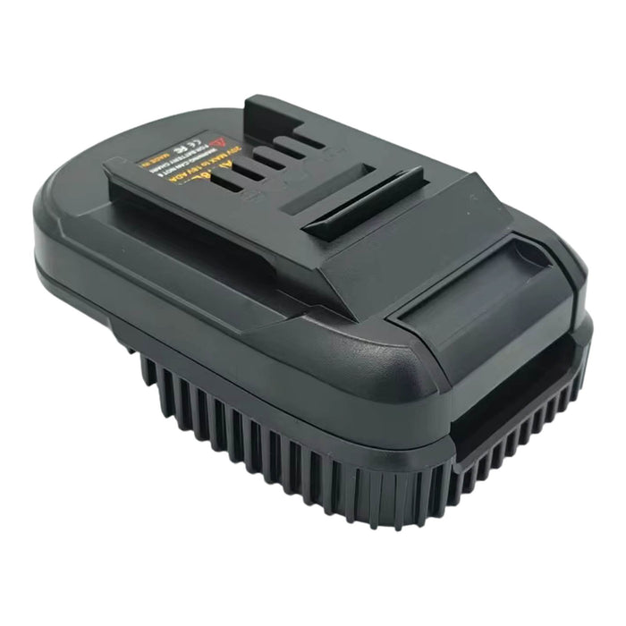 AEG 18V to Ozito 18V PXC battery adapter - tool-side plateau upward over the ribbed battery-side skirt