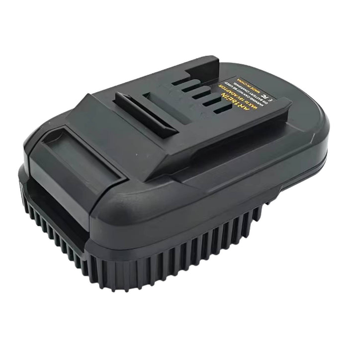 AEG 18V to Ozito 18V PXC battery adapter - tool-side plateau upward over the ribbed battery-side skirt