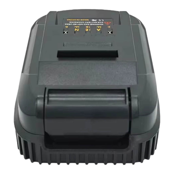 AEG 18V to Ozito 18V PXC battery adapter - rear view, tool-side plateau above the ribbed battery-side skirt