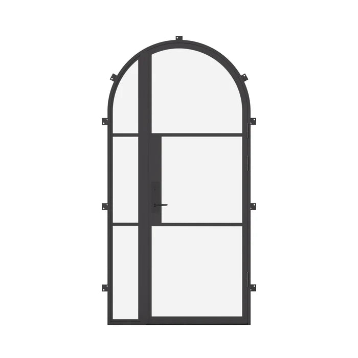Air 4 architectural steel single full arch door with left sidelight and thermal break