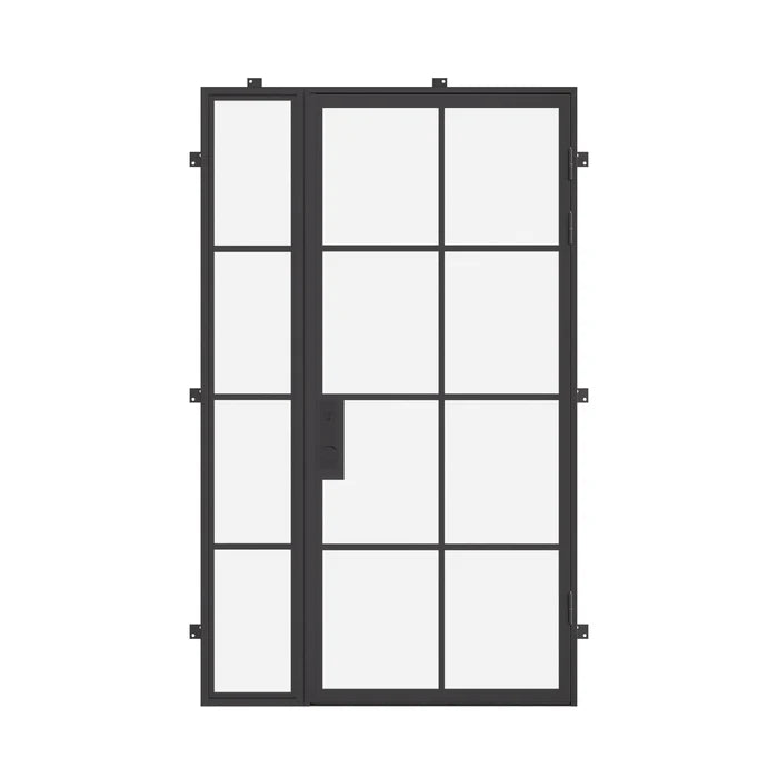modern single entry door with left side glass and insulated steel build