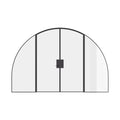 Pre-hung wide double full arch steel door with sidelights, crafted from hot-rolled Ottostumm steel.