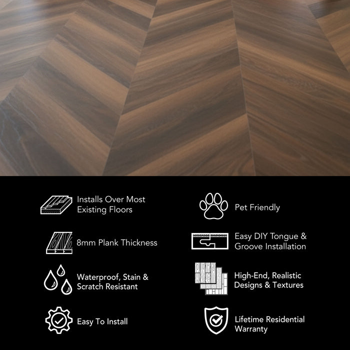 Allure Buckeye Black Walnut Chevron 12 Mil Rigid Core Luxury Vinyl Flooring