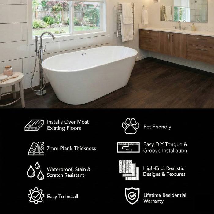 Bathroom with freestanding bathtub and features listed below