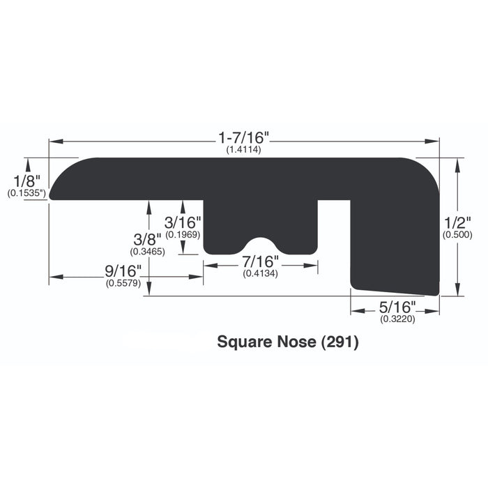 Allure Burnt Butter Walnut Square Nose profile and dimensions