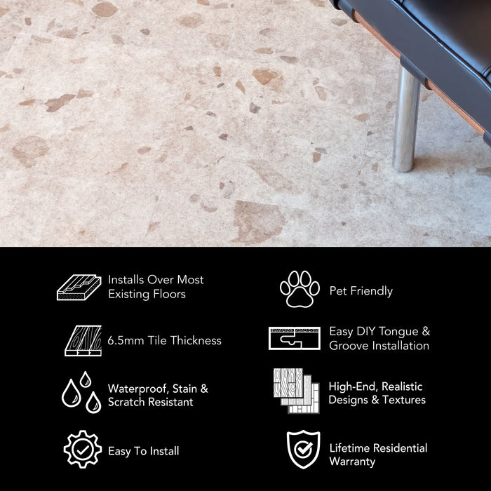 Allure Casava Concrete Terrazzo LVT infographic