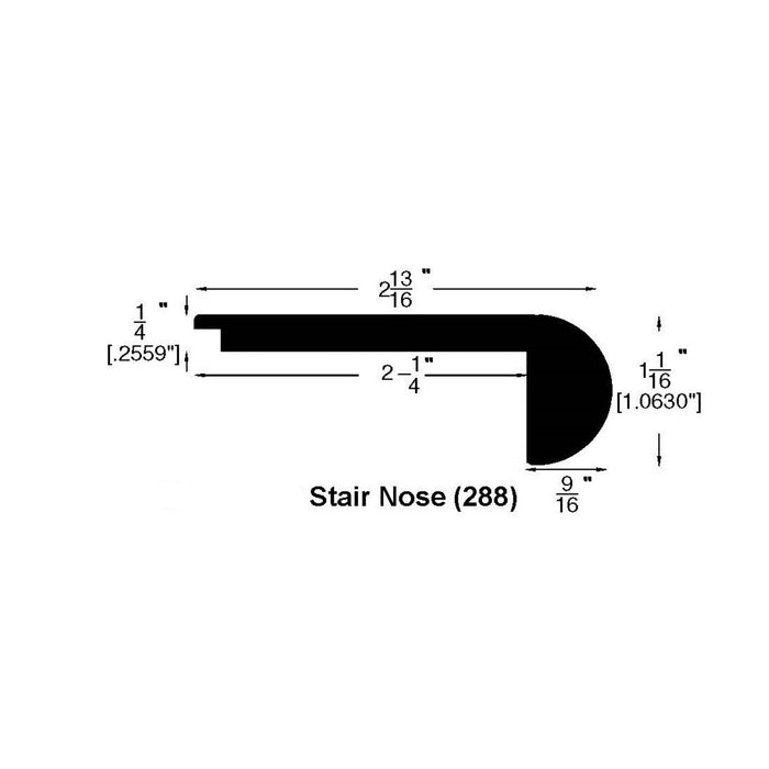 Allure Gingermisu Maple Flush Rounded Stair Nose profile and dimensions
