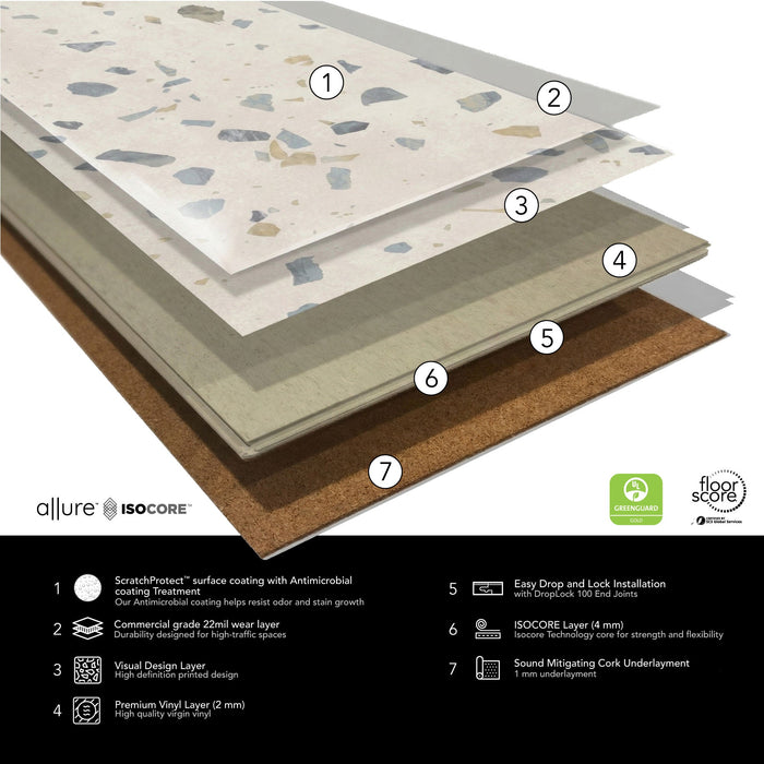Allure Ultima Parfait Terrazzo Look 22mil Rigid Core Luxury Vinyl Tile Flooring