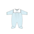 Baby Train Collard Footie in Blue