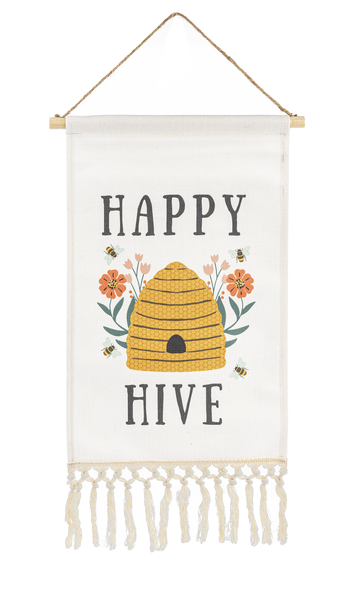 Bee & Floral Wall Hanging with Fringe