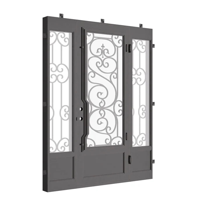 Beverly thermally broken square top single exterior door with side windows.