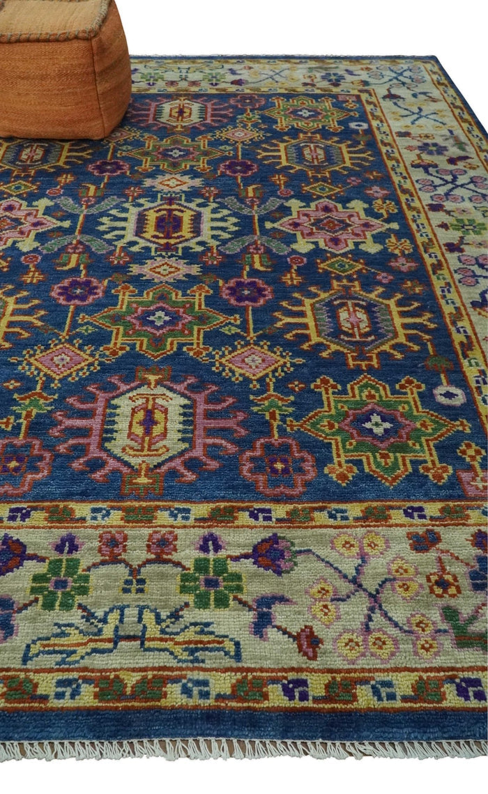 Blue and Beige Traditional Turkish Design Wool Hand Knotted Multi Sizes Area Rug - The Rug Decor