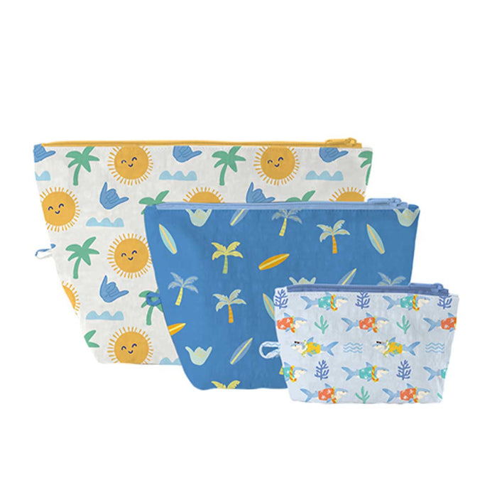 Blue Crush Cosmetic Pouch, Set of 3
