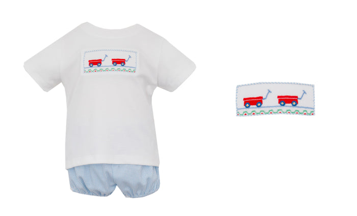 Blue Knit Red Wagon Two Piece Boy Set
