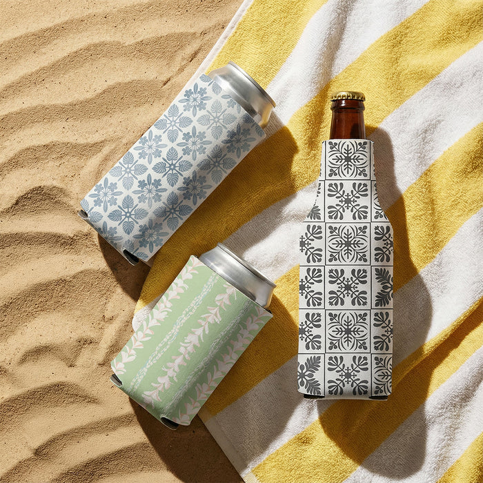 Blue Tropics Quilt Slim Can Cooler