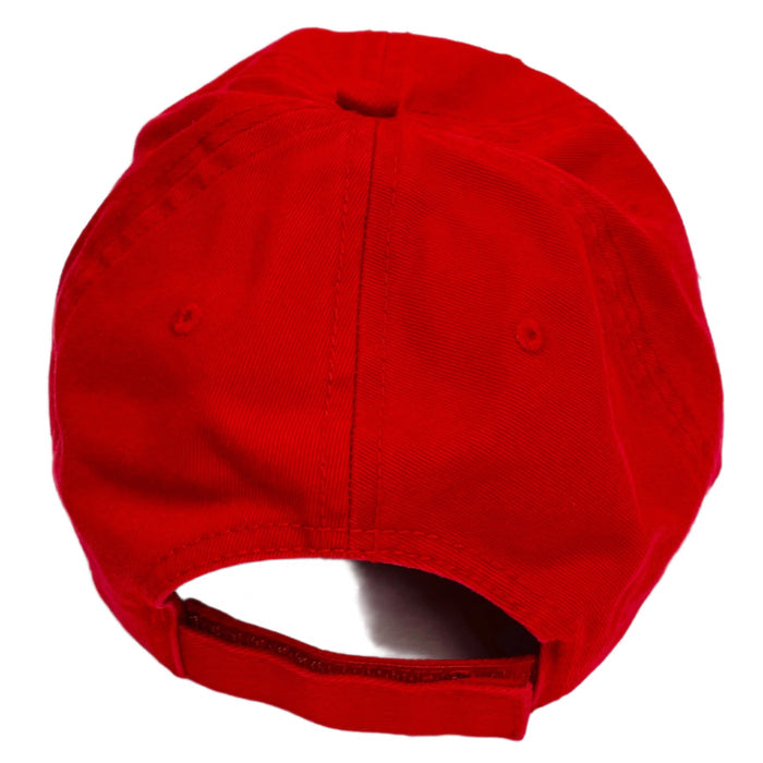 Blue/Red Viking ship on red baseball cap