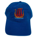 Blue/Red Viking ship on royal blue baseball cap