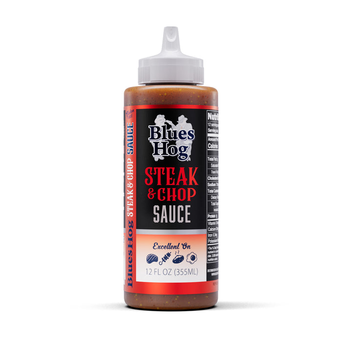 Blues Hog Steak & Chop Sauce, 12 oz – Gourmet Steak Sauce & Marinade, All-Natural, No High Fructose Corn Syrup, Gluten-Free, Made in the USA | American Fire BBQ & Grilling Supply