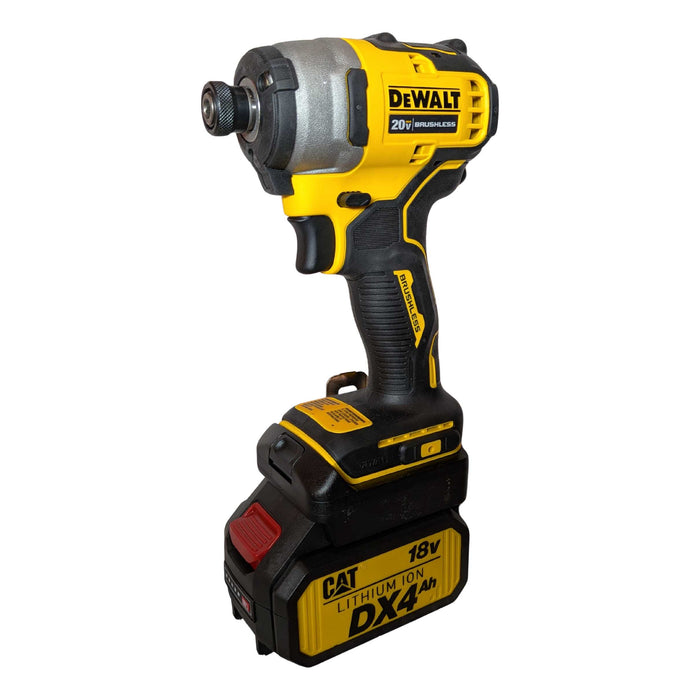 CAT 18V to DeWalt 20V MAX battery adapter - installed on an impact driver with the battery fitted below