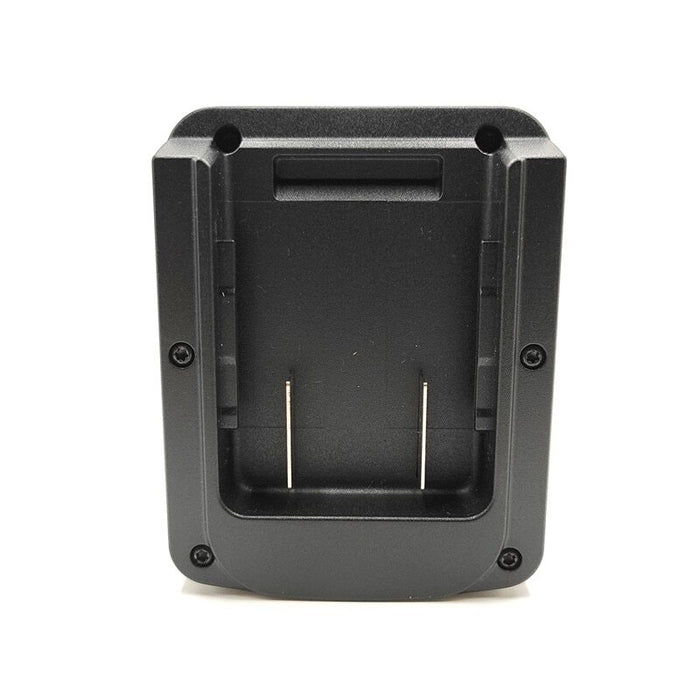 CAT 18V to DeWalt 20V MAX battery adapter - CAT battery-side connection, twin blade terminals in the pocket and four screws
