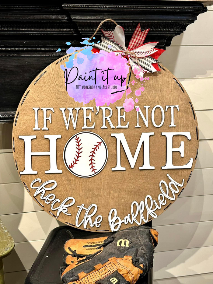 Check the Ballfield Baseball Wooden Door Hanger