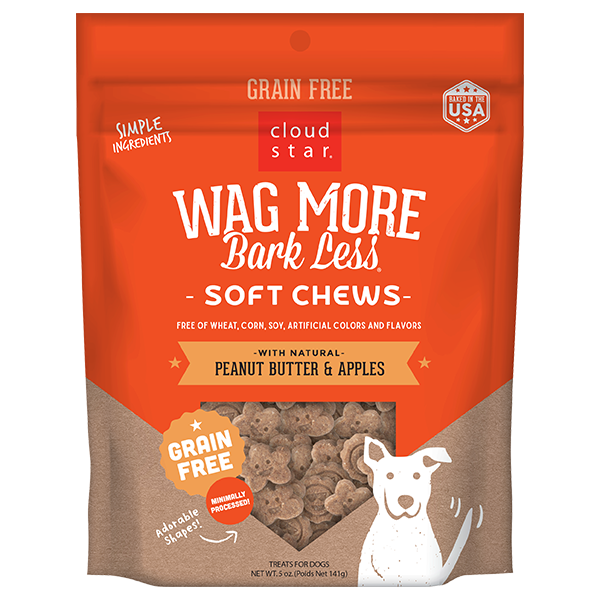 Cloud Star Wag More Bark Less Soft Chews Grain Free Dog Treats Peanut Butter & Apples Dog Treats
