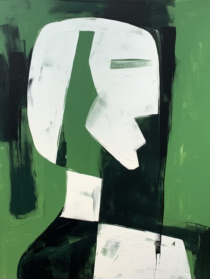 Green And White Contemporary Minimalist Canvas Art Abstraction Green And White Textured Painting