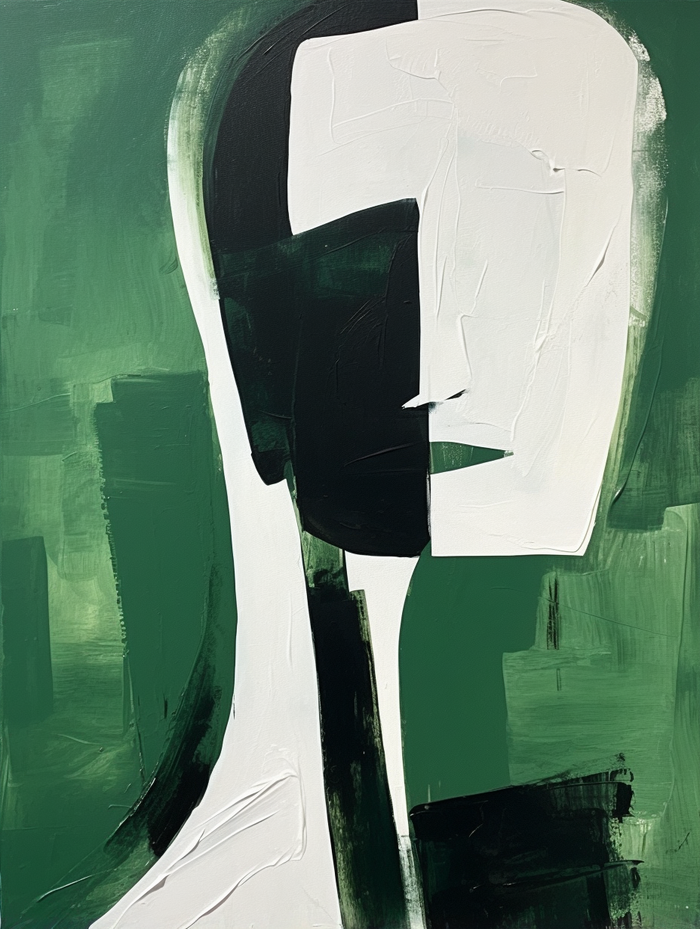 Large Green and White Contemporary Abstract Canvas Art Green and White Texture Wall Painting