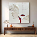 Large Red Lips Abstract Art for Sale Large Red Lips Plaster Texture Canvas Painting Red Lips Wall Art