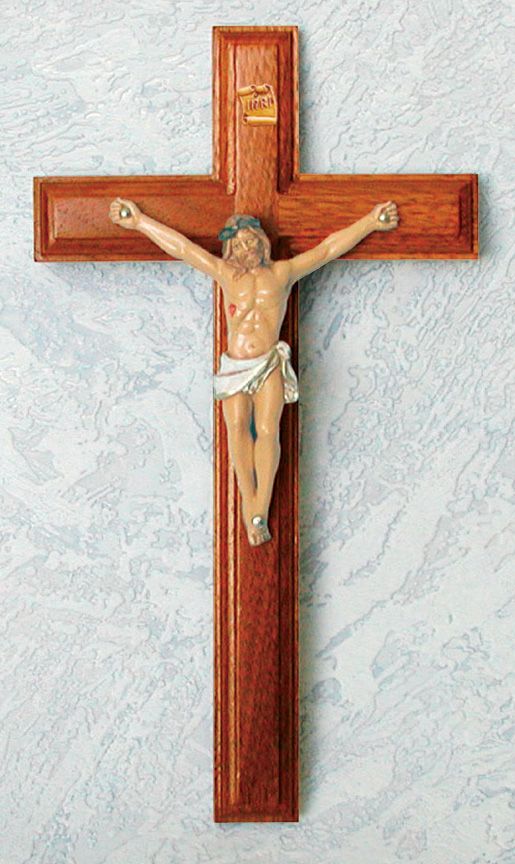 Crucifix Rosewood Beveled, 9" tall