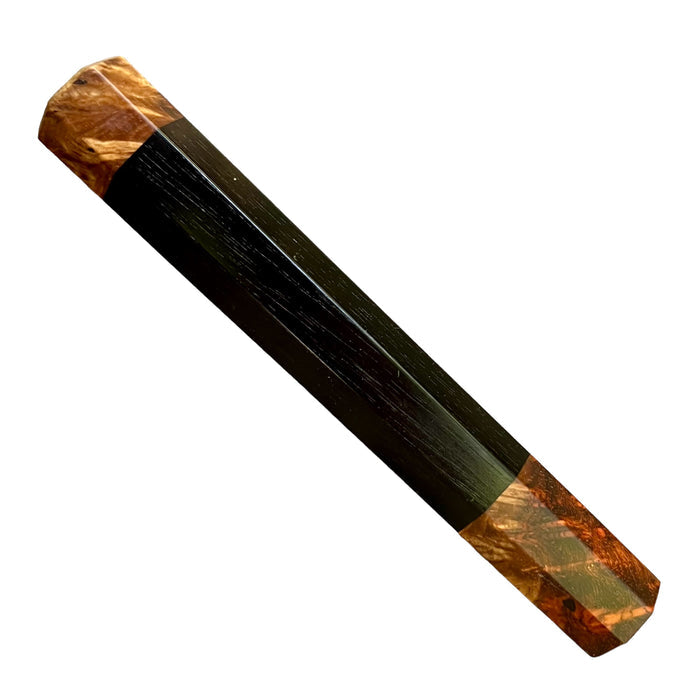 Custom Japanese Knife handle (wa handle)  for 165-210mm :  Gabon ebony and Amboyna burl