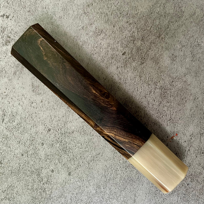 Custom Japanese Knife handle (wa handle)  for 210mm : Figured African Blackwood and marbled horn