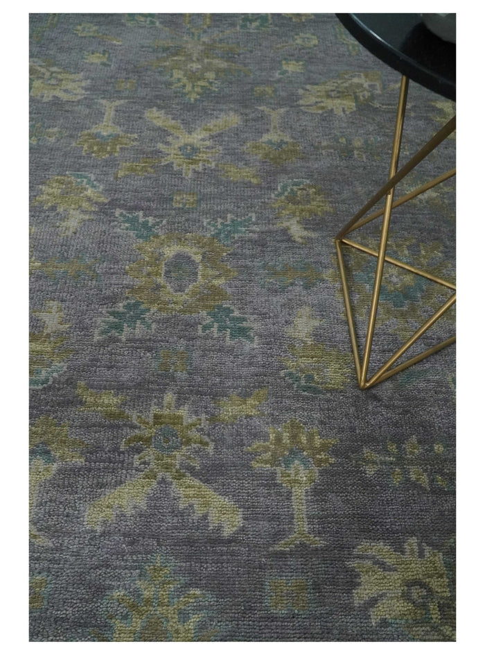 Custom Made Antique look Plum and Brown Hand Knotted Traditional Oushak Wool Area Rug - The Rug Decor