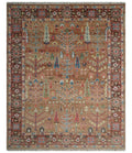 Custom made Tree of Life Brown and Rust Hand Knotted Traditional Oushak Wool Rug - The Rug Decor