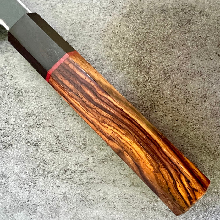 Custom Tadokoro Nakagawa White 2 Gyuto 240 mm Kurouchi Finish - Cocobolo,  African Blackwood and vintage poker chip