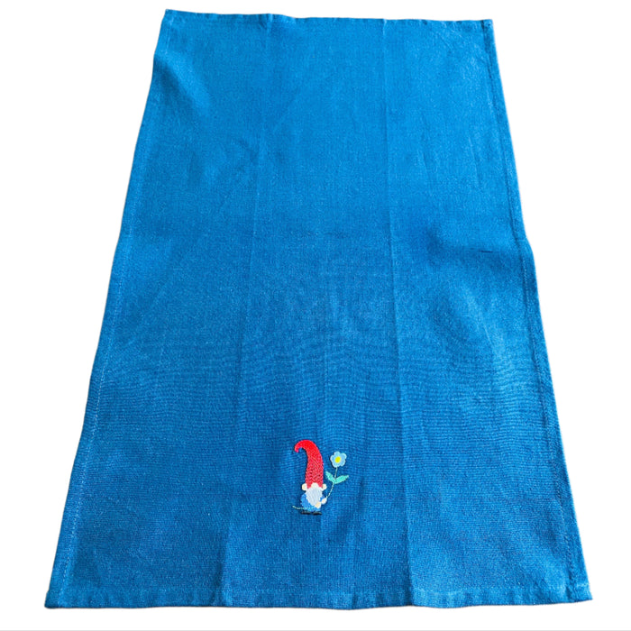 Dish Towel - Gnome with blue flower