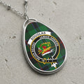 Douglas Scottish tartan background necklace with crest design on tartan background