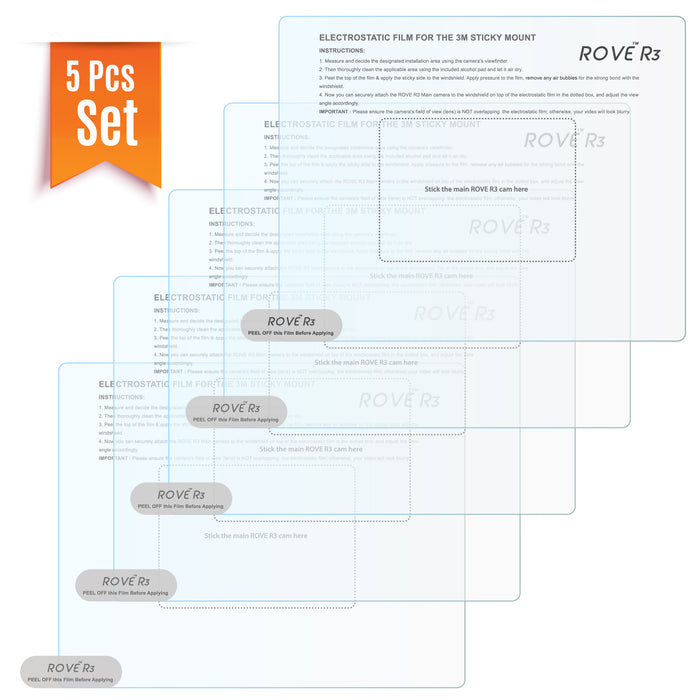 Electrostatic film set for ROVE R3 front camera, 5-piece instruction sheets