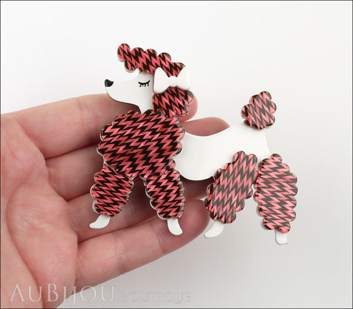 Erstwilder Brooch Pin Paige the Prancing Poodle Pink Model