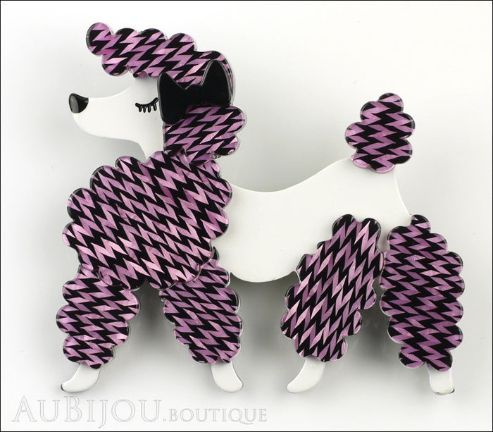 Erstwilder Brooch Pin Paige the Prancing Poodle Purple Violet Front