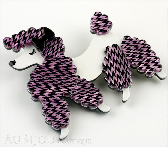 Erstwilder Brooch Pin Paige the Prancing Poodle Purple Violet Side