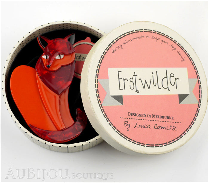 Erstwilder Cat Brooch Pin Claudette Red Box