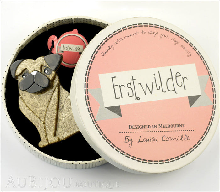 Erstwilder Dog Pin Brooch Adoring Polly Pug Box