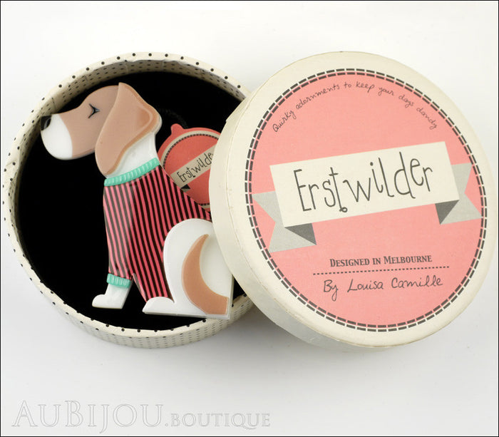 Erstwilder Dog Pin Brooch Beatrice Beagle Red Box