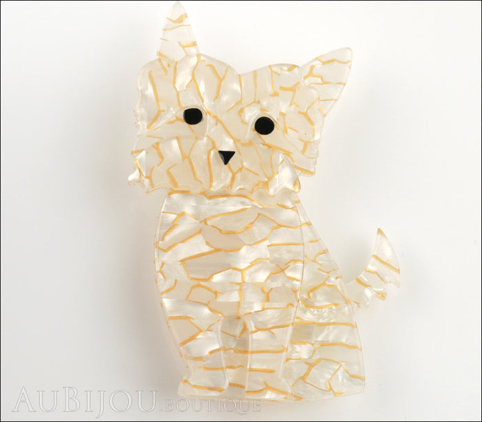 Erstwilder Dog Pin Brooch Fritz at the Ritz Cream White Front