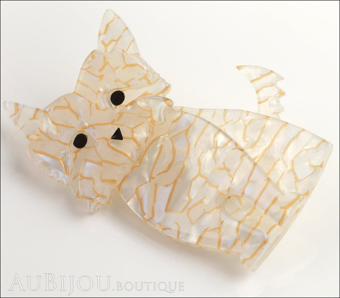 Erstwilder Dog Pin Brooch Fritz at the Ritz Cream White Side